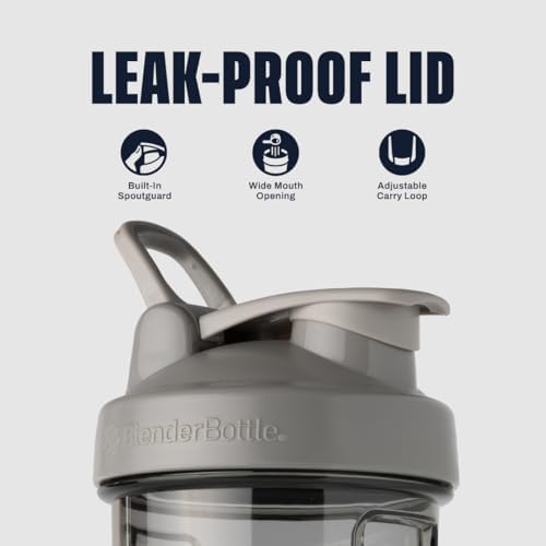 BlenderBottle Shaker Bottle Pro Series Perfect for Protein Shakes and Pre Workout, 24-Ounce, Smoke Grey