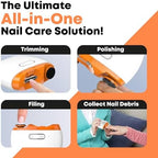 Electric Automatic Nail Clipper Trimmer - 2 in 1 Rechargeable Fingernail File Grinder Cutter for Baby Adults Seniors - Multifunctional Manicure Polisher with LED for Trimming Polishing Nails