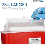 Oakridge Products Sharps Container for Home Use and Professional 5 Quart (2-Pack), Biohazard Needle and Syringe Disposal, Mailbox Style Lid, CDC Certified