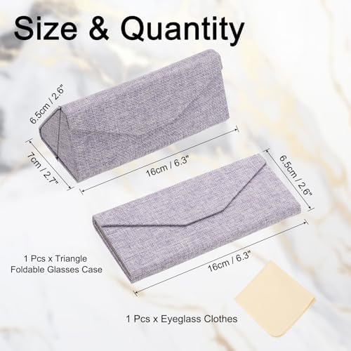 PATIKIL Foldable Glasses Case, Triangle Magnetic Sunglasses Organizer Case PU Leather Eyeglass Case with Eyeglass Cloth