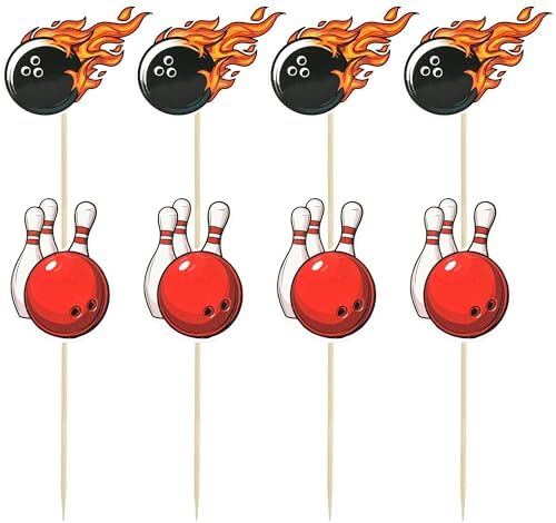 Gyufise 36Pcs Bowling Cupcake Toppers - Sport Party Cupcake Picks & Alley Themed Birthday Party Cake Decorations for Baby Shower & Kids Birthday Parties