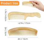 kilofly Genuine No Static Natural Sheep Horn Comb [Set of 2] + Carrying Pouch