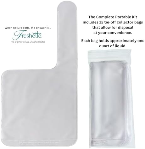 Freshette Complete Portable Female Urinary Device Kit, Vinyl Case, Reusable, Portable Urinal & 12 Collection Bags, Female Pee Funnel Allows Women to Pee Standing Up, Outdoor Use, Music Festivals