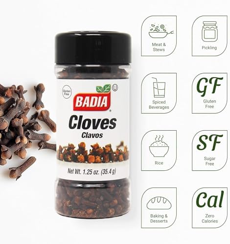 Badia Whole Cloves, 1.25 oz, Premium Spice for Baking, Cooking, Beverages, Aromatic & Flavorful