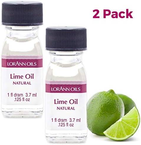 LorAnn Oils Super Strength Flavoring, Used For Candy Making, Flavoring Extracts, Baking, Hard Candy, & Flavor Oils - Bold, Natural Flavors 4X Stronger Than Extracts - Lime Oil, Pack of 2, 0.125 fl oz