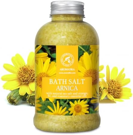 Arnica Bath Salts 21.16 Oz - 100% Natural Rosemary Orange and Fir Essential Oils - Sea Salt Arnica 600g - Best for Bath - Good Sleep - Relaxing - Body Care - Beauty