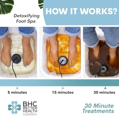 Ionic Foot Bath Detox Machine for Home Use - Free Regain Health & Vitality Booklet & Brochure - 2 Arrays, 20 Basin Liners, Detox Sea Salt, Basin 12QT