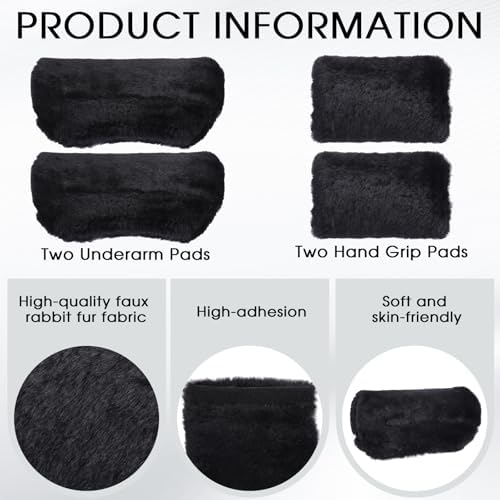Threlaco Crutches Padding Universal Crutch Pads for Armpits and Hand Cushion Soft Fluffy Covers Accessories Sets for Underarm Armpits and Handles(Black)