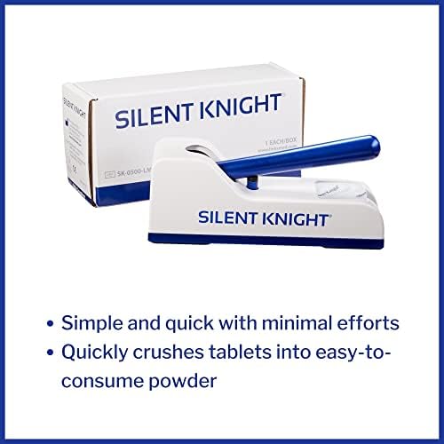 Silent Knight Pill Crusher - Hand Operated, Metal, Blue and White, 1 Count