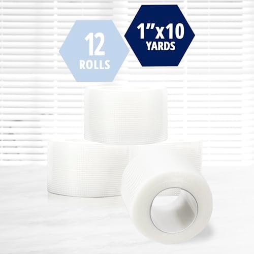 MED PRIDE Hypoallergenic Adhesive Surgical Tape 12 Pack Breathable First Aid Med Tape Latex & Rubber Free (1" X 10 yds Clear,Transparent)