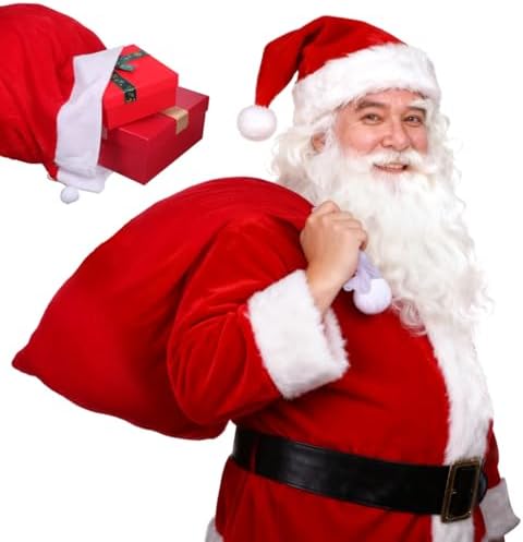 ABOOFAN Large Christmas Drawstring Bag Velvet Christmas Santa Claus Bag for Xmas Present Storage Winter Holiday Party Supply 27.5 x 19.6 Inches