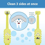 Dr. Brown's ToothScrubber Toddler Toothbrush, Triple-Sided Training Toothbrush with Suction Cup Base, Green Monster, Baby Oral Care, Ages 1-4 Years