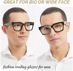 OCCI CHIARI Oversized Reading Glasses for Men Thick Square Big Head Readers 1.0 1.25 1.50 1.75 2.0 2.25 2.50 2.75 3.0 3.5