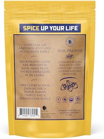 Gourmanity Select Organic Whole Cloves, Hand Picked in Sri Lanka for a Distinct Ceylon Aroma and Taste, Non GMO, Non Irradiated, Bulk 1lb Bag