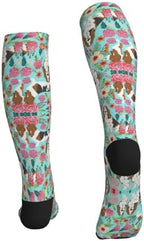 Sweet Basset Hound Florals Compression Socks For Woman & Man 20-30mmhg Knee High Calves For Flying Running Nurses