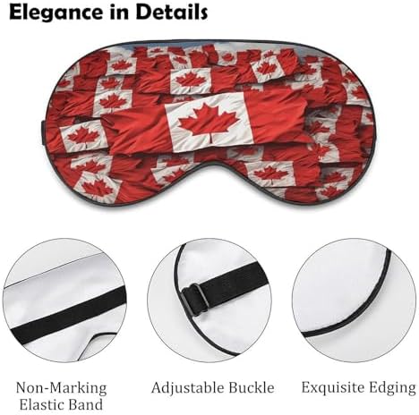 Canadian Flag Sleeping Mask for Men Women,Sleep Masks with Adjustable Elastic Strap for Travel,Blackout Eye Mask for Pressure-Free & Sleeping Light Blocking