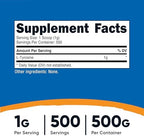 Nutricost L-Tyrosine Powder 500 Grams - Pure L-Tyrosine Powder 1000mg Per Serving