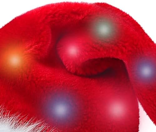 BSVI Christmas Hat, Santa Hat Holiday for Adults Unisex Velvet Comfort Extra Thicken Fur Xmas Hat for New Year Festive Party