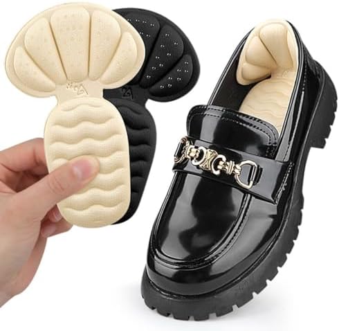 Gatuida 2 Pairs Heel Pads Anti-Skid Heel Grips T-Shaped Heel Cushions Shoe Inserts Replaceable Heel Stickers Adhesive Heel Protectors for Heel Loose Shoes Women