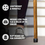 Rustic Wooden Walking Sticks for Hiking - Handcrafted Walking Sticks for Kids, Women & Men - Hiking Staffs with Leather Wrist Strap & Non-Slip Rubber