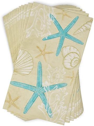Gift Boutique 100 Starfish and Seashells Guest Napkins Disposable Paper Beach Sea Shell Star Fish Sand Dinner Hand Napkin Nautical Bathroom Birthday Party Supplies