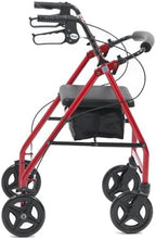 Drive Medical Aluminum Rollator Fold Up and Removable Back Support, Padded Seat with 7.5-Inch Casters, Red