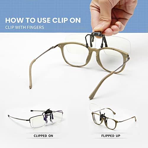 Reading Glasses Clip On and Flip Up Blue Light Blocking Magnifying Glasses Magnifiers Lenses Readers for Unisex (Transparent, 2.0)