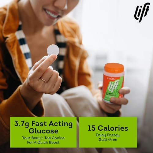Lift Glucose Fast-Acting Glucose Chewable Energy Tablets, Orange, 50 ct Jar (Pack of 1)