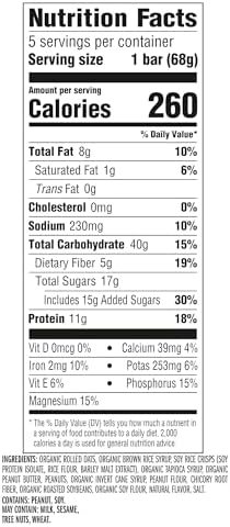 CLIF BAR - Energy Protein Bars - Crunchy Peanut Butter - Made with Organic Oats - Energy Bars - Non-GMO - (5 Pack)