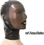 ABWL Black Latex Hood mask for Women,Rubber Hood Face Transparent Black with Back Zipper for Novelty Latex Club Costumes