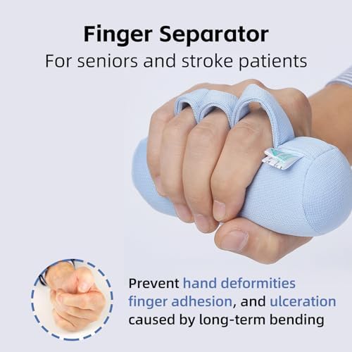 Finger Contracture Cushion for Stroke Patients - Soft Support to Prevent Finger Clenching Pressure Ulcers Promote Blood Circulation, Aid Rehabilitation for Arthritis and Hand Dysfunction (Blue)