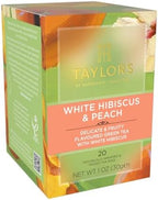 Taylors of Harrogate White Hibiscus & Peach, Green Tea Individually Wrapped Bags, 20 Count (Pack of 1), Delicate, Fruity and Sweet, Caffeinated, Enjoy Hot or Iced, 20 Teabags