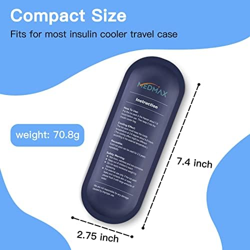 MDMAX Ice Packs for Insulin Travel Case, Reusable TSA Approved Insulin Cooler Ice Packs for Insulated Travel Medical Diabetic Supplies Storage Organizer Bag (4 Pack)