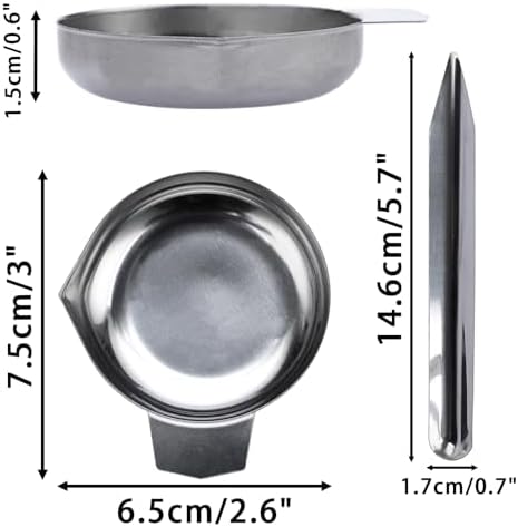 JUXYES 4PCS Metal Weighing Powder Pan with Scoop, Mini Digital Scale Pan Tray Weighing Dish for Reloading, Electronic Scale Tray Powder Measuring Pans for Jewelry Liquid Powder Lab Supplies