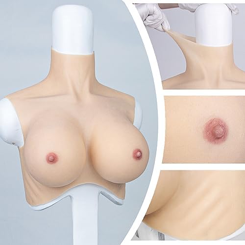 Silicone Breast Forms Breastplate Fake Breast Fake Boob High Collar Style B-G Cup For Crossdresser Cosplay Drag Queen