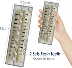 56 Pcs False Teeth Fake Teeth 2 Sets Synthetic Resin Dental Tooth, Upper Lower Denture Tooth, Party Horror Prop Makeup DIY Replacement, 22 A2