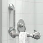17“ Suction Shower Grab Bar with Indicators, Tool-Free Installation, Steady Handle for Balance Assist for Bathtub, Toilet, Bathroom, Dual Tone, Silver/Gray 2-Pack