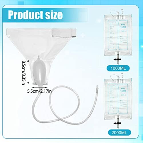 Geiserailie 3 Pcs Urinals for Men Urine Collection Bag Catheter for Men Urinary Incontinence Kit Reusable Silicone Urine Collector Portable Wearable Male Incontinence Products for Elderly Bedridden