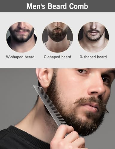 Beard Comb Beard Mustache Pocket Comb Hair Comb for Men Zinc Alloy Hair Brush Mustache and Beard Styling Tool for Home Salon (silver)