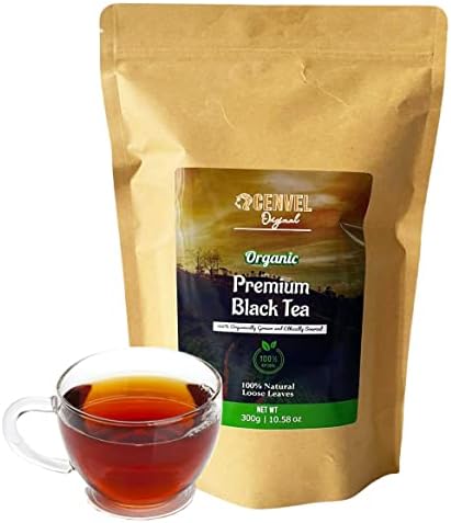 CENVEL® Organic Loose Leaf Luxury Ceylon Black Tea | Freshly Harvested | 10.58 Oz | 100% Pure & Natural Leaves | Eco Friendly Packaging (300g)
