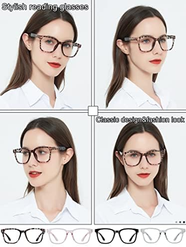 AEZUNI Oversize Square Reading Glasses for Women Oversized Trendy Large Readers 100 150 200 250 300 350 (Demi,1.0)
