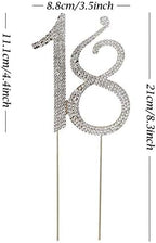 Honbay 18 Cake Topper Premium Sparkly Crystal Rhinestones Cake Topper Cake Decoration for 18th Birthday Party (18 Silver)