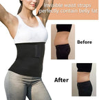 Waist Trimmer Belt for Women Plus Size - Long Torso Tummy Wrap & Postpartum Support, Sweatproof Latex Shaper for Daily Use, Adjustable Gym Slimming with Back Roll Control (Black)