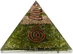 Orgone Pyramid with Peridot Crystal and Healing Coil Quartz Point - Natural Healing Stones Orgonite Energy Generator for Yoga Meditation