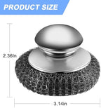 2Pcs Stainless Steel Wool Scrubber with Handle, 4 Replacement Steel Scrubber Wool Pads，Stainless Steel Scrubber for Cleaning Cast Iron, Dishes, Kitchen Pots, Pans, Grills, Stoves, Sink