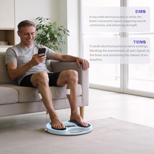 Foot Massager for Neuropathy(FSA&HSA Eligible), EMS & TENS Foot Circulation Stimulator, Neuropathy Pain Relief for Feet, Plantar Fasciitis Massager, Muscle Stimulator with 4 Body Pads