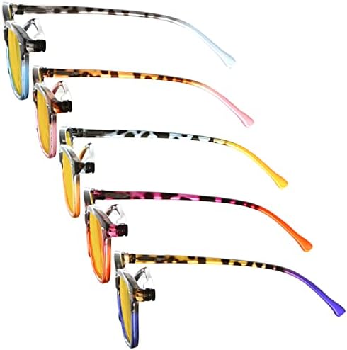 Eyekepper 5 Pack Blue Lens Glasses Women Screen Light Filter Blocking UV Rays Readers for Reading Computer Amber Tinted +1.25