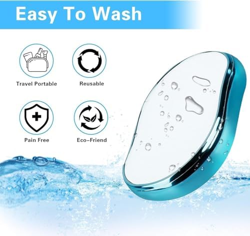 2PCS Crystal Hair Eraser for Women Reusable Hair Remover Stone, Painless Crystal Hair Remover for Women and Men, Magic Painless Exfoliation Hair Removal Tool-Blue