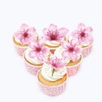 40 Pack Cherry Blossoms Cupcake Toppers Flowers Cake Decorations Wafer Paper Flowers Cupcake Topper for Baby Shower Kids Birthday Wedding Flowers Party Decorations Supplies.