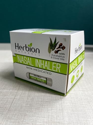HERBION Naturals Nasal Inhaler, Natural Relief for Nasal Congestion & Sinus Pressure, Non-Medicated Sticks with Essential Oils, Menthol, Eucalyptus, Clove, Soothing Vapor, Easy Breathing, Pack of 2
